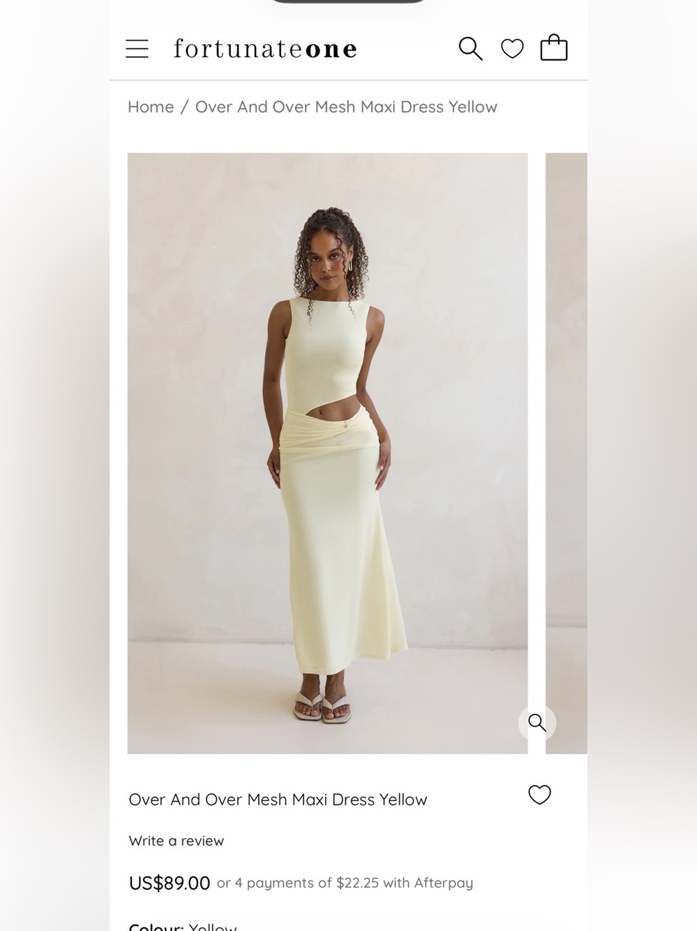 Fortunate One Over And Over Mesh Maxi Dress in Yellow
